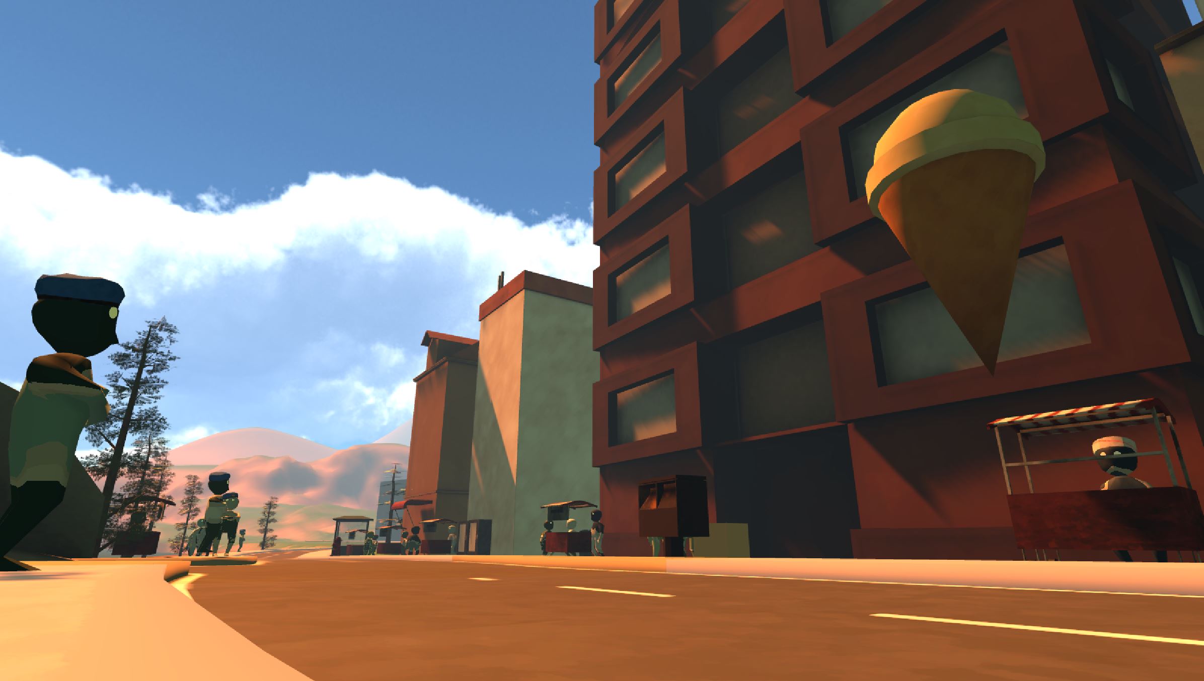 Street view in an old build for Peaceland, featuring NPCs and custom 3D models and textures