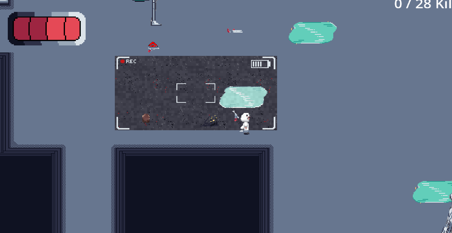 Gameplay for Quoth the Raven, featuring different enemies and the camera mechanic