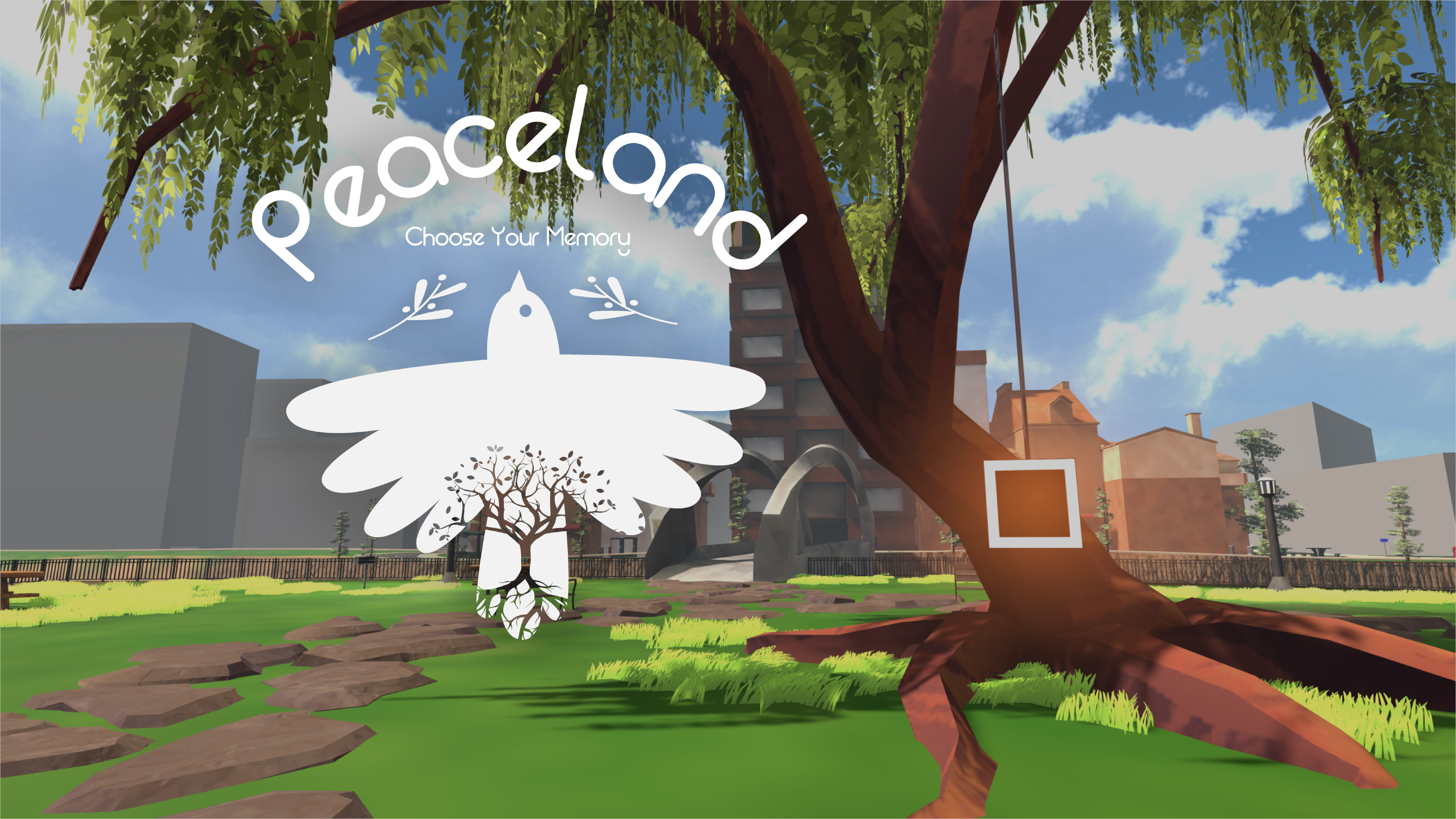 Title screen for Peaceland: A narrative game that I helped develop during Summer 2024, and stayed until Spring 2025